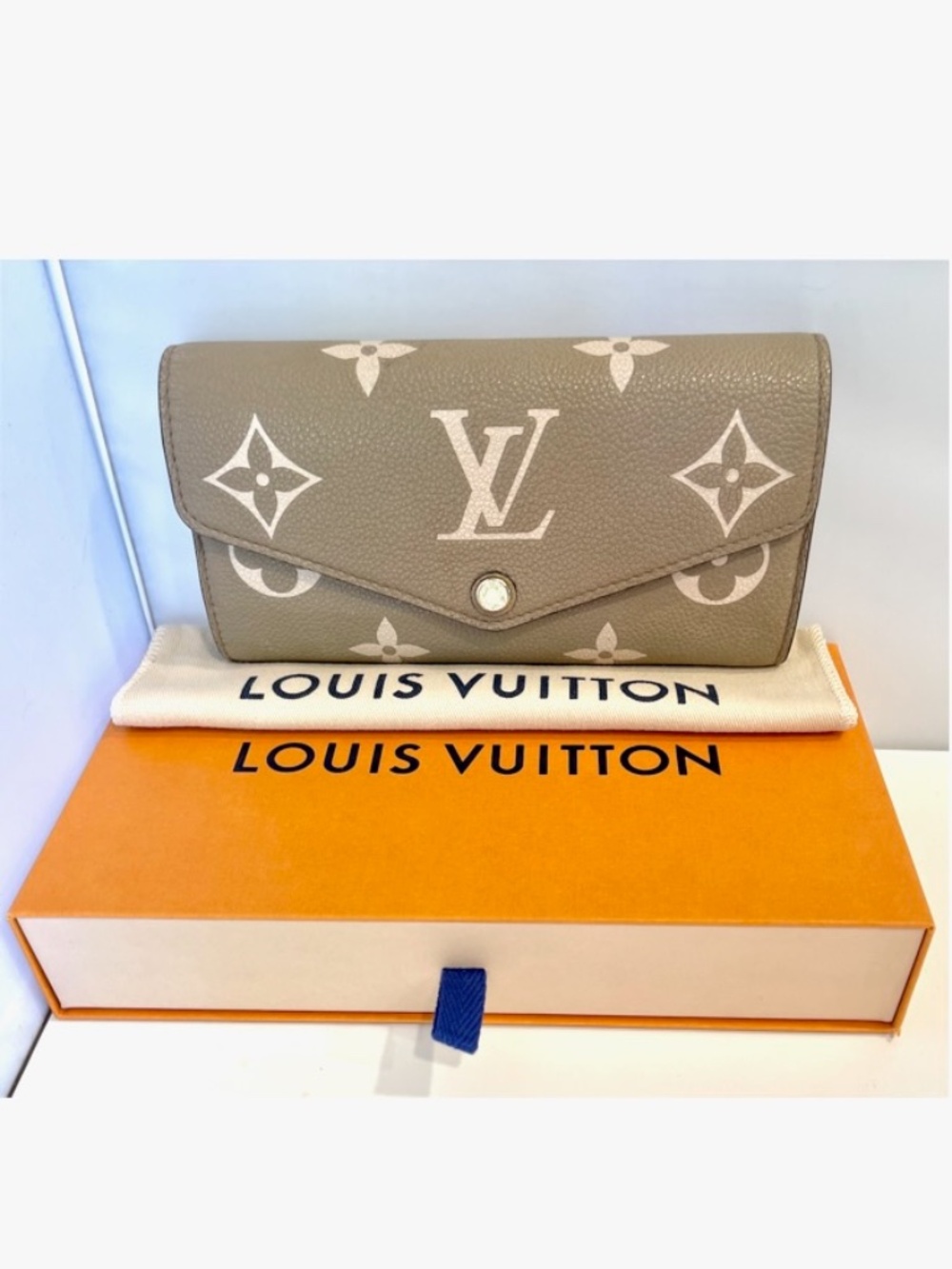 Louis Vuitton Empreinte BICOLOR Tourterelle Dove Grey Beige Creme SARAH WALLET